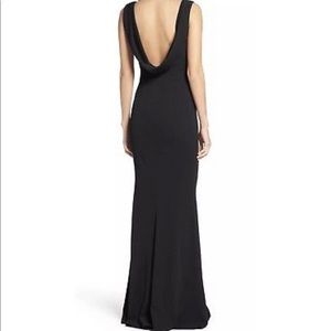 Katie May Drape Back Crepe Gown in Black